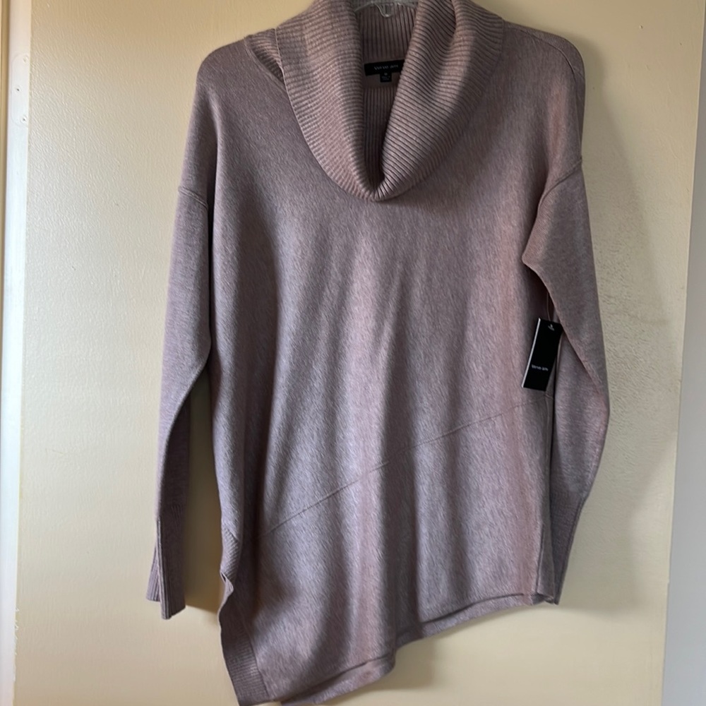 Beige casual cowl neck sweater